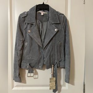 Chelsea & Violet Gray Suede Moto Jacket